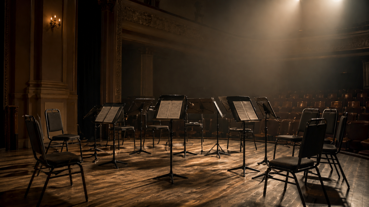 Photo for staging a concert - a darkened empty stage